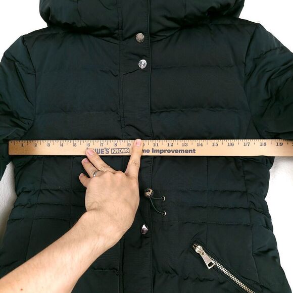 ZARA Fur Long Quilted Down Fill Puffer Jacket Parka Coat Emerald Medium Gorpcore - Picture 3 of 12